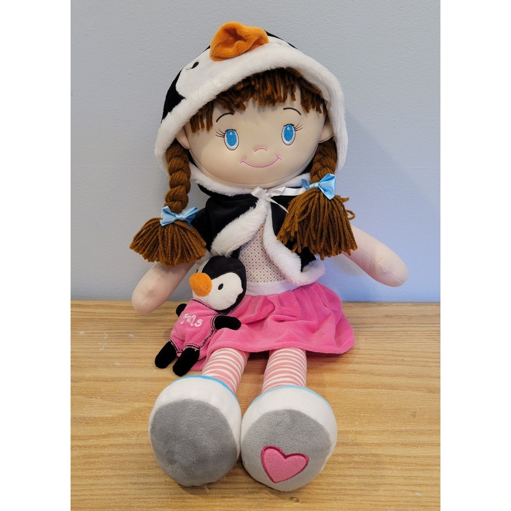 My Friend Huggles Harper & Otto Plush Doll 24" Penguin Hoodie Yarn Hair